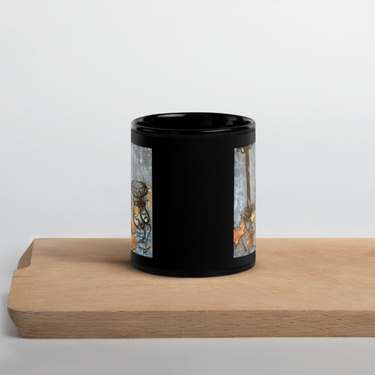 "Autumn Conversation" Black Glossy Mug